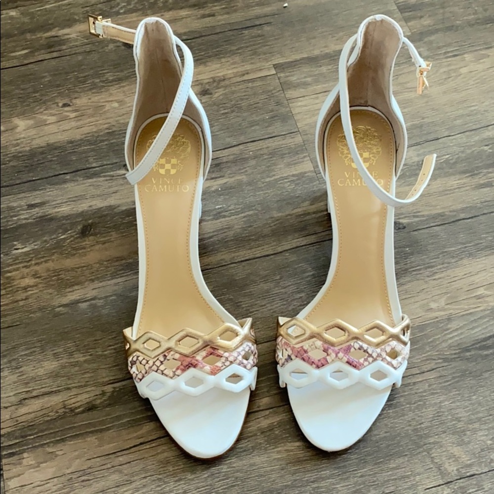 Vince Camaro White and Pink Block Heels 10